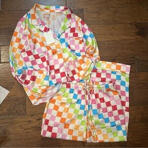 NEW Show Me Your Mumu Classic PJ Set in Multi Checker Silky - size L